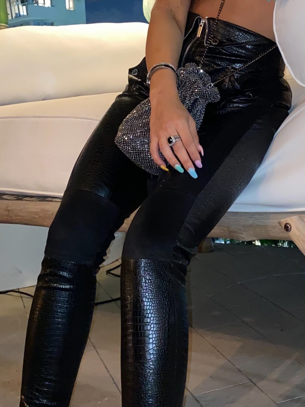 MANIERE DE VOIR Black Leather Women's Pants